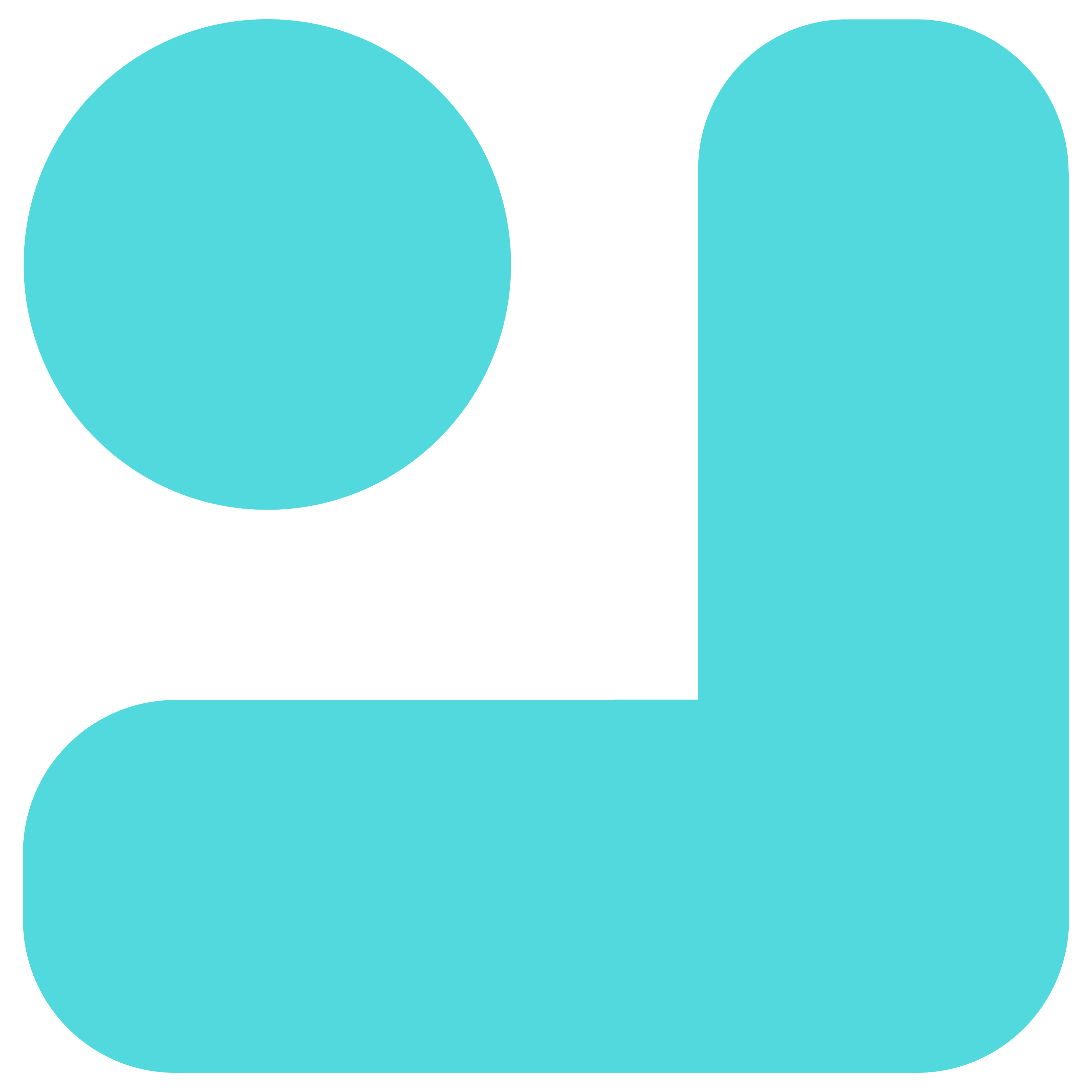 Teal corner-bracket and dot — bottom-right quadrant