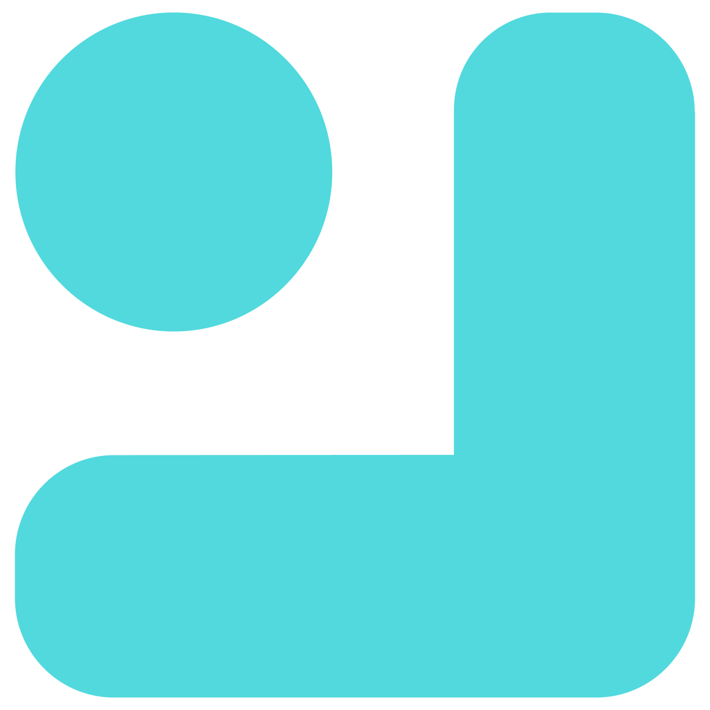 Teal corner-bracket and dot — bottom-right quadrant